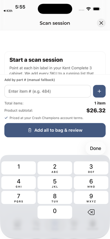 Scan item staged